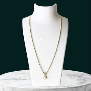 Vintage Avon Jewelry Necklace Pearl Bead Pendant Gold Tone Chain Rhinestone 80s